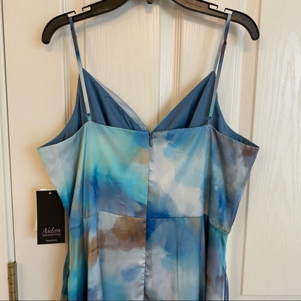 Aidan by Aidan Mattox Printed Twist-Front Maxi Dress in Blue Multi Size 12 - Picture 9 of 13